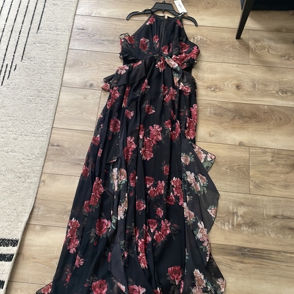 NWT Erin by Erin Fetherston black and floral Chiffon Gown size 12 - Picture 3 of 5